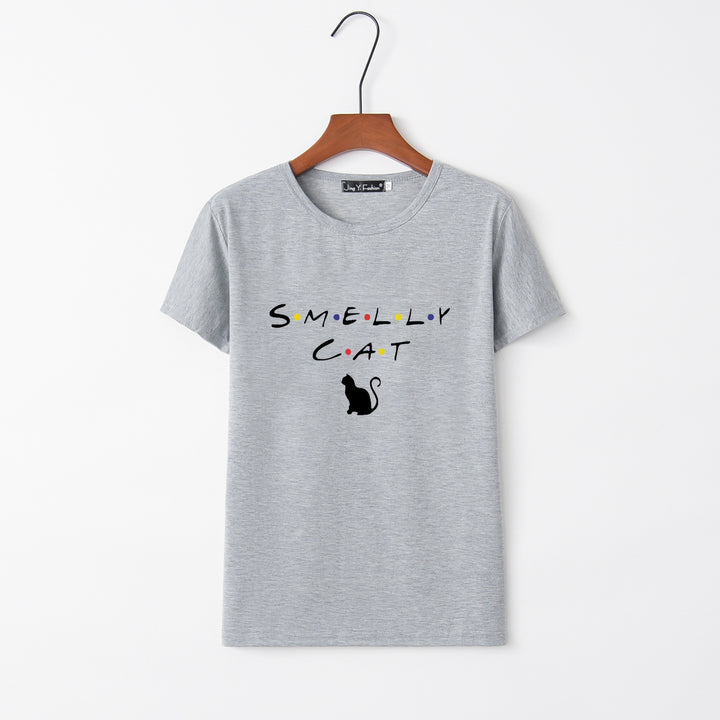 T-shirt pour femmes avec un design de chat créatif et un col rond Chic & Stil