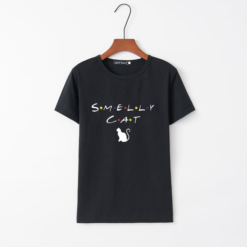 T-shirt pour femmes avec un design de chat créatif et un col rond Chic & Stil