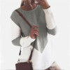 Chunky knit sweater for women with a modern color block design and a discreet V-neck Lune London