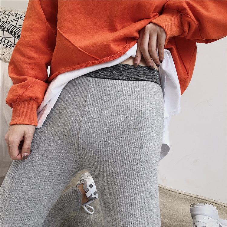 Ladies Glittering Leggings in Figure-Hugging Rib Design Lune London