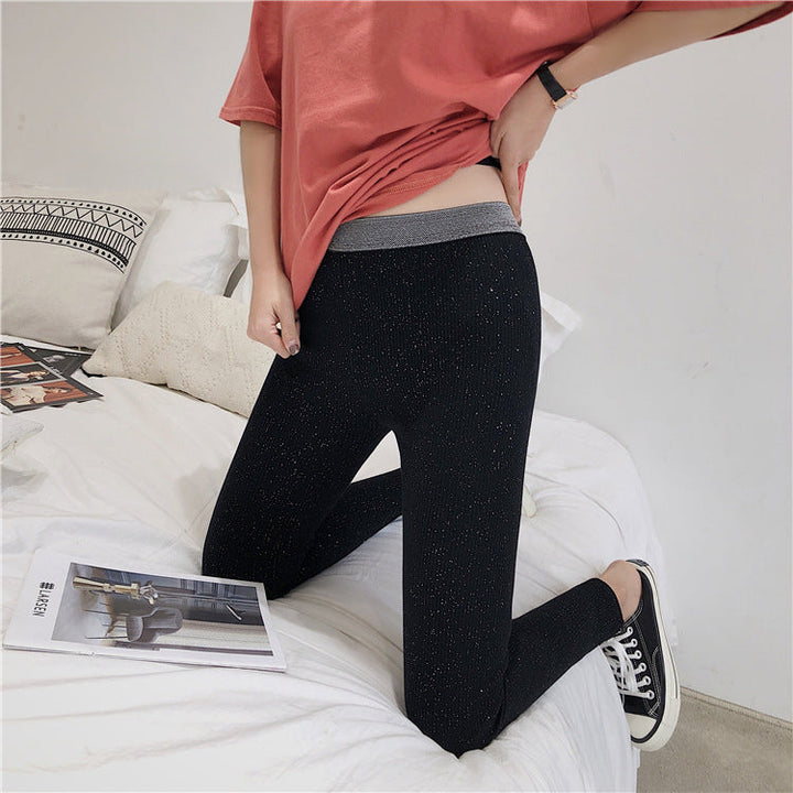 Women's Shimmering Leggings In Body-Hugging Rib Design Lune London
