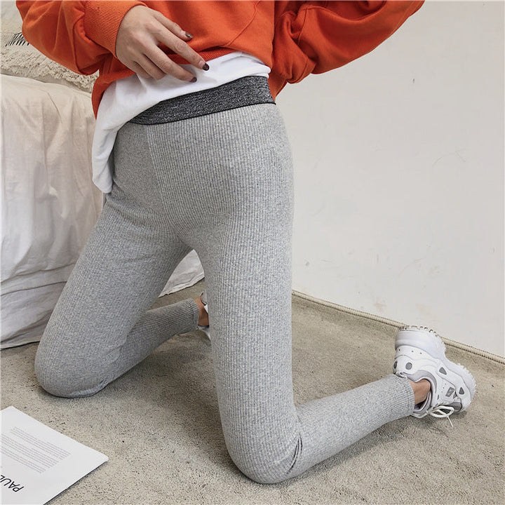 Ladies Glittering Leggings in Figure-Hugging Rib Design Lune London