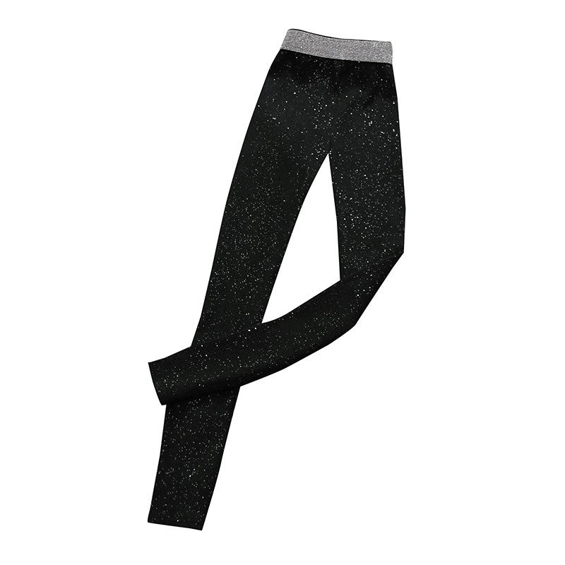 Ladies Glittering Leggings in Figure-Hugging Rib Design Lune London