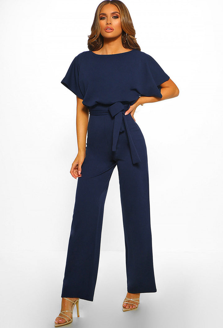 Ladies elegant wide-leg jumpsuit with chic and stylish waist detail