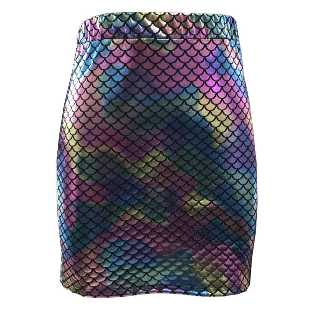Ladies mini skirt with shimmering scale pattern Lune London