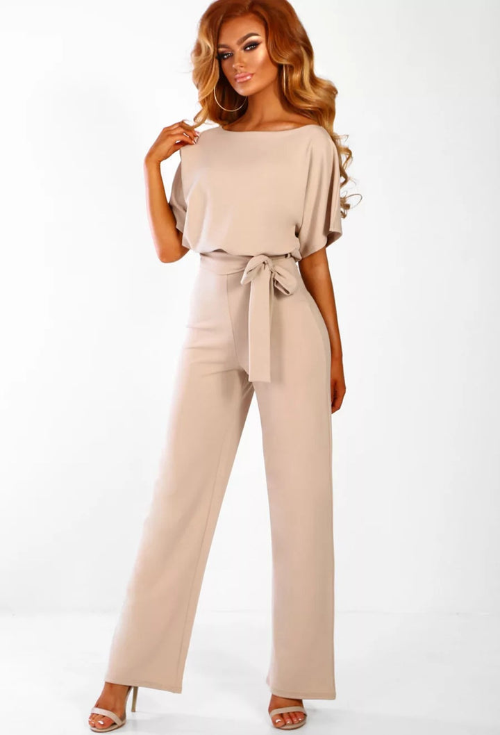 Ladies elegant wide-leg jumpsuit with chic and stylish waist detail