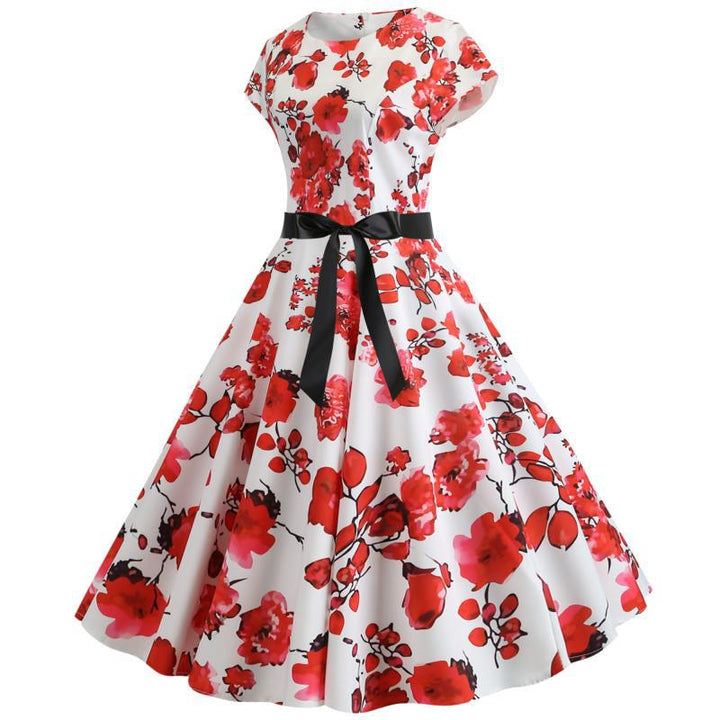 Robe Swing Femme avec Motif Floral et Détails en Béton Chic & Stil