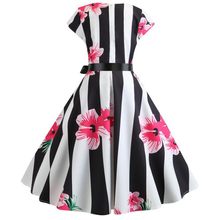 Robe Swing Vintage pour Femme avec Motifs Floraux et Design Ajusté Chic & Stil