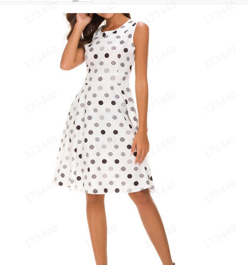 Robe midi pour femmes avec un motif à pois ludique et une jupe évasée Chic & Stil