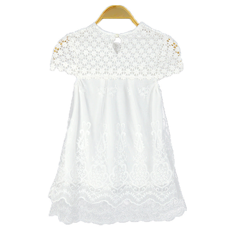 Ladies lace dress with floral design and flared hem Lune London