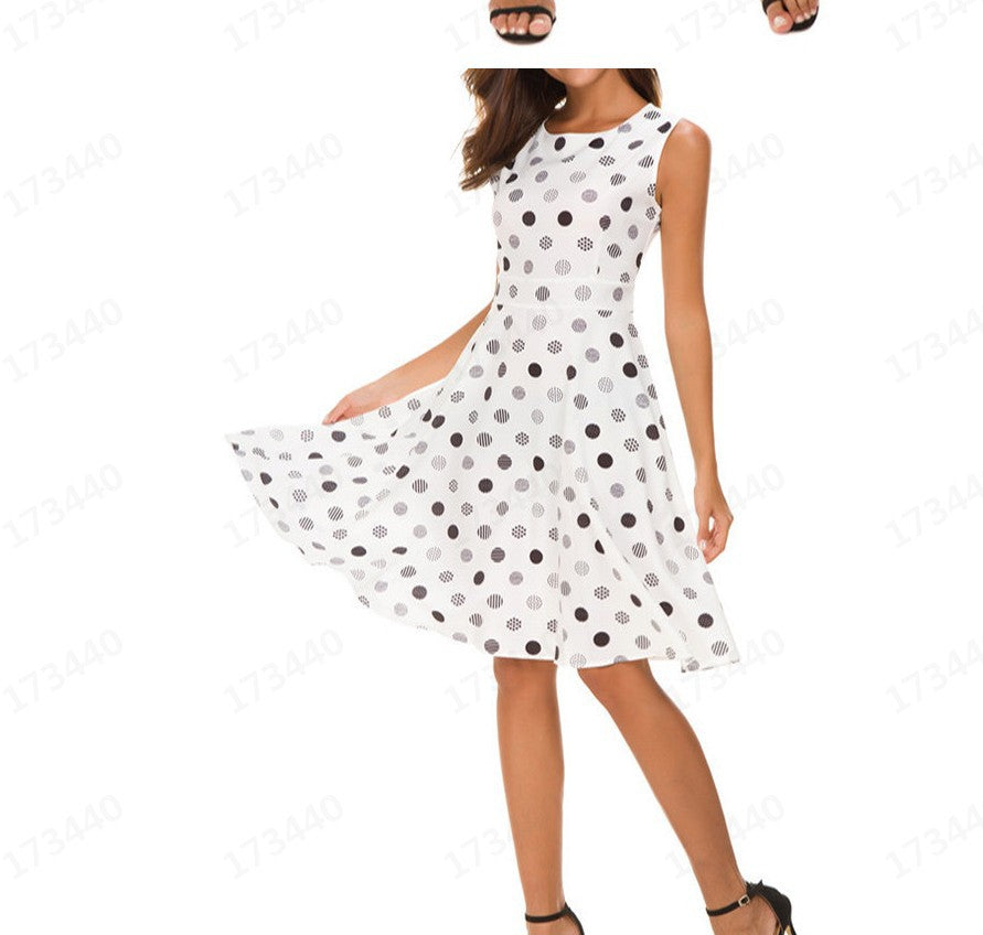 Robe midi pour femmes avec un motif à pois ludique et une jupe évasée Chic & Stil
