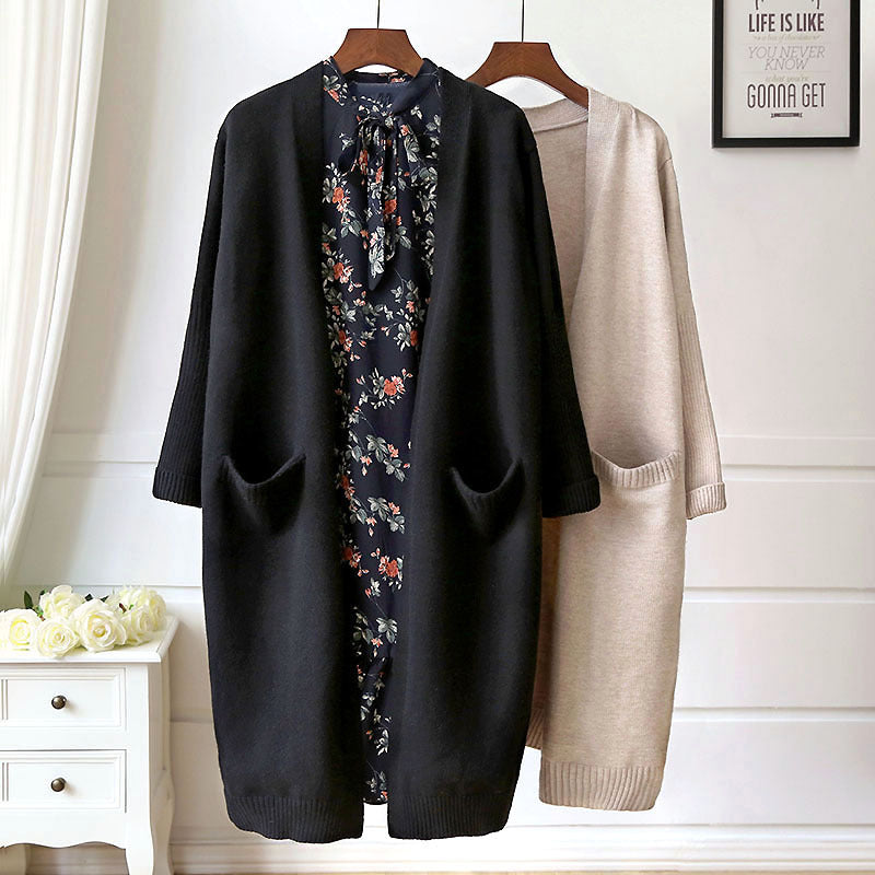 Cardigan long pour femmes avec poches et coupe ouverte Chic & Stil