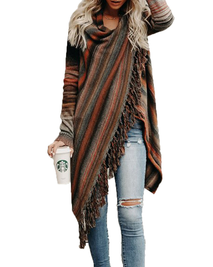 Lady cardigan with asymmetrical cut and fringes Lune London