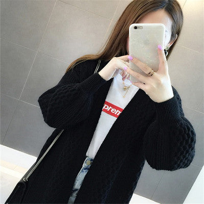 Cardigan en tricot épais pour femmes avec coupe ouverte et décolleté en V profond Chic & Stil