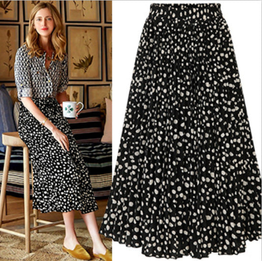 Jupe midi pour femme avec des plis amusants et un motif à pois doubles Chic & Stil