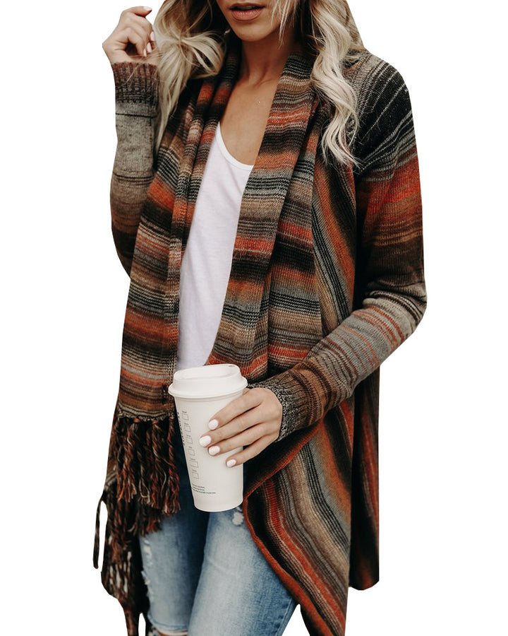 Lady cardigan with asymmetrical cut and fringes Lune London