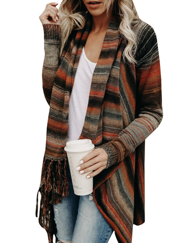 Lady cardigan with asymmetrical cut and fringes Lune London