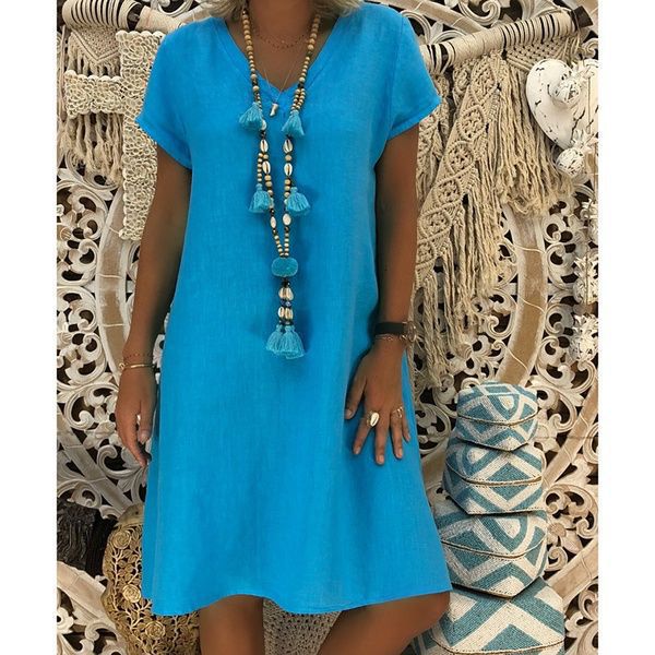 Robe d'été pour femmes avec décolleté en V décontracté et ourlet asymétrique Chic & Stil