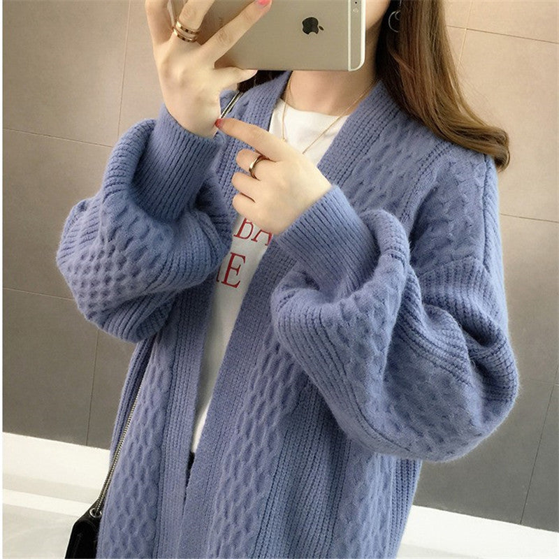 Cardigan en tricot épais pour femmes avec coupe ouverte et décolleté en V profond Chic & Stil