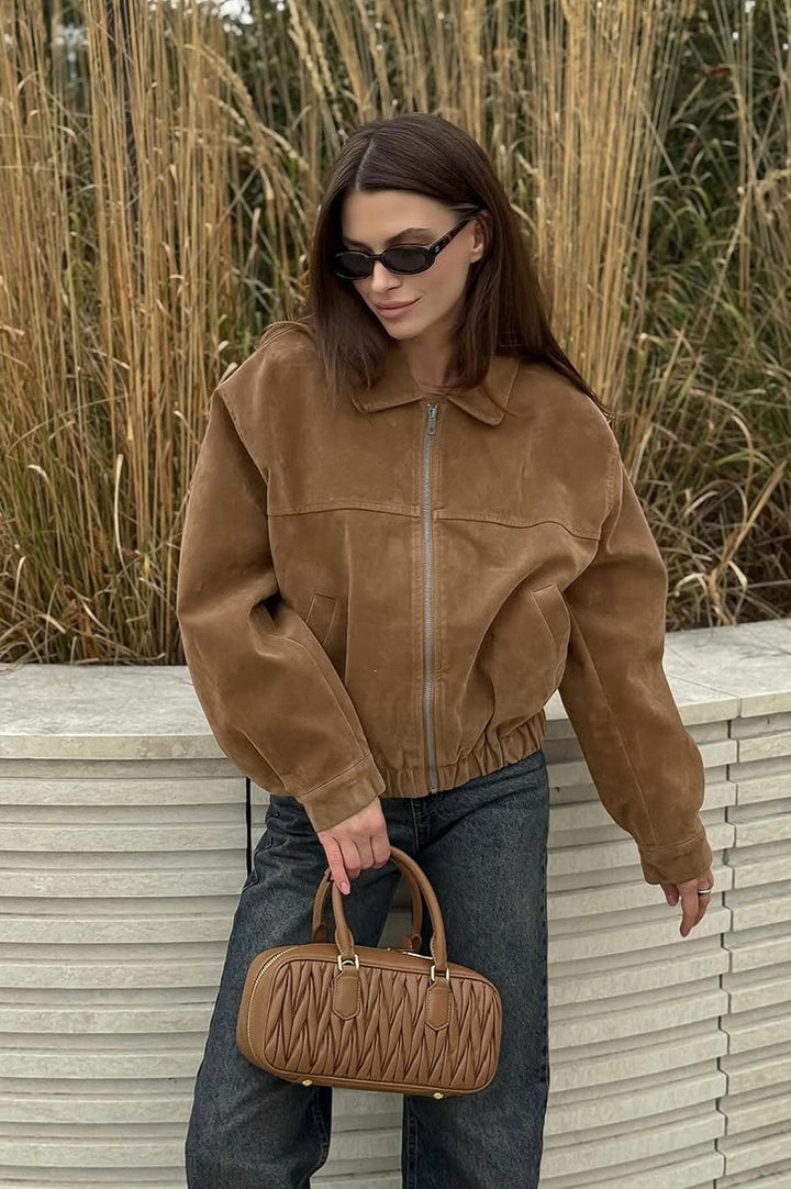 Lune London | Suede Zipper Front Relaxed Jacket