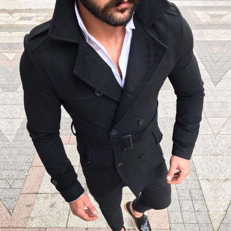 Elegant trench coat for men with fashionable belt and double-breasted Lune London