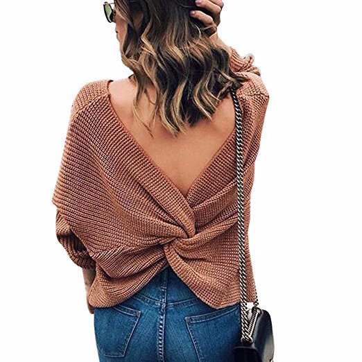 Casual knit sweater for women with a plunging back detail and an oversized cut Lune London