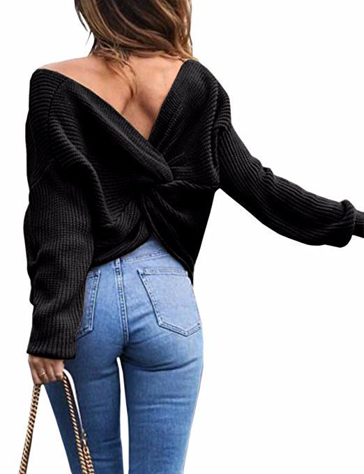 Casual knit sweater for women with a plunging back detail and an oversized cut Lune London