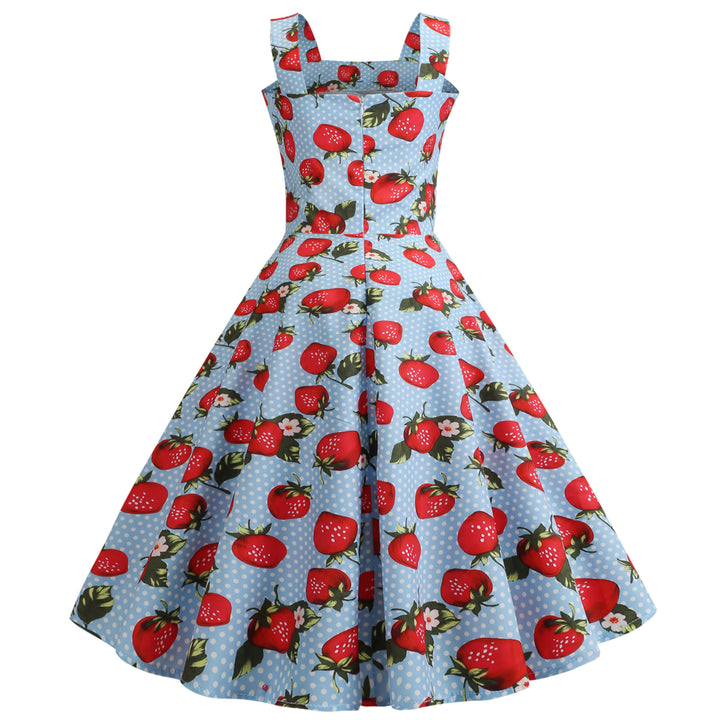 Robe swing femme avec un design joyeux de fraises et une jupe évasée Chic & Stil