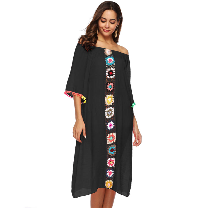Chic Off-Shoulder Embroidered Midi Dress Women Style