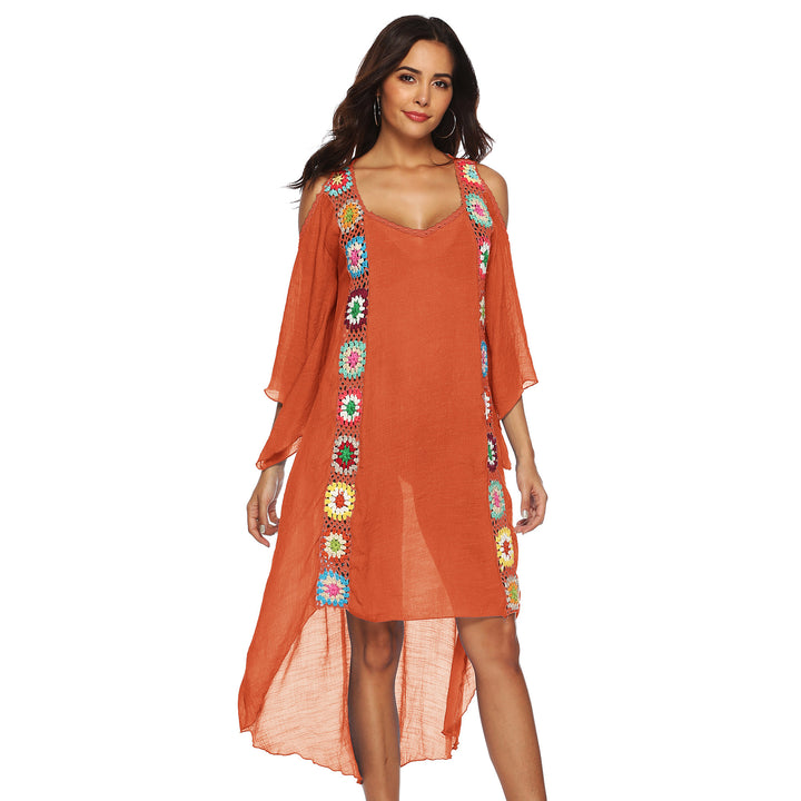 Ladies Floral Embroidered Beach Cover Lune London