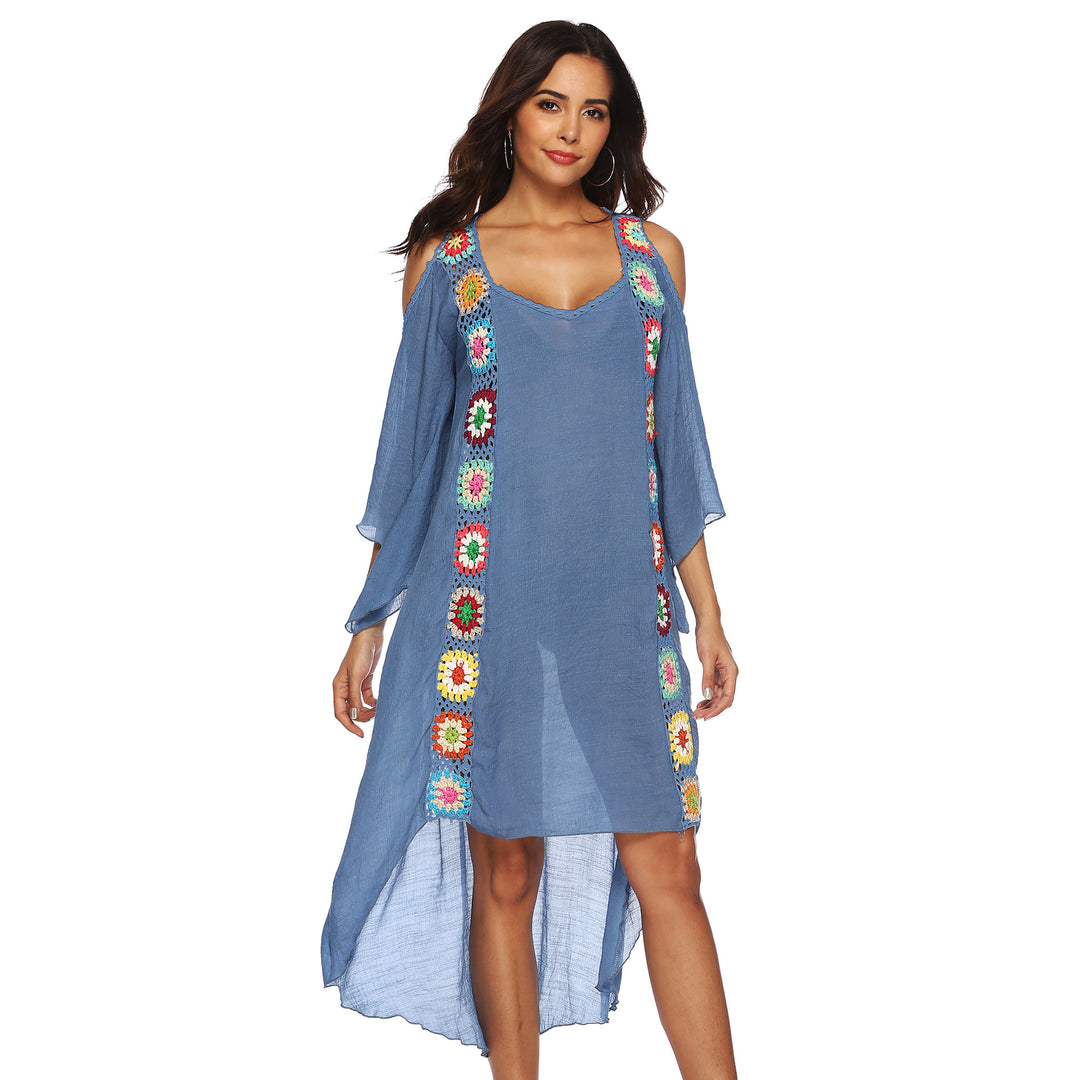 Ladies Floral Embroidered Beach Cover Lune London