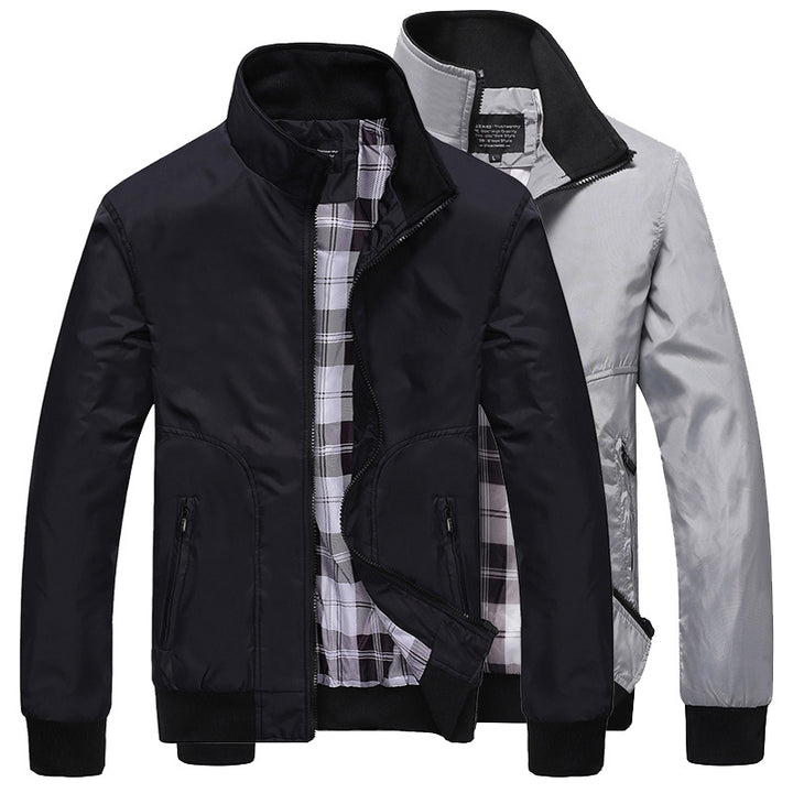 Lightweight transitional jacket for men with a high collar and practical zip pockets Lune London