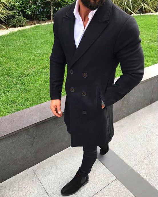 Elegant wool coat for men with double-breasted buttons and slim fit Lune London
