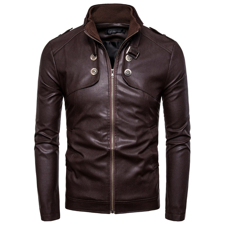 Men's faux leather jacket with asymmetrical zipper and quilted seams Lune London