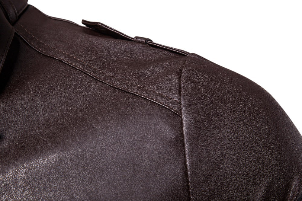 Men's faux leather jacket with asymmetrical zipper and quilted seams Lune London