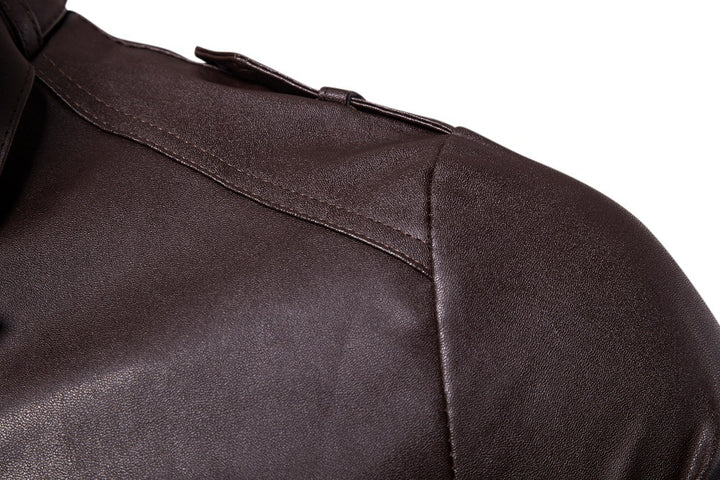 Men's faux leather jacket with asymmetrical zipper and quilted seams Lune London