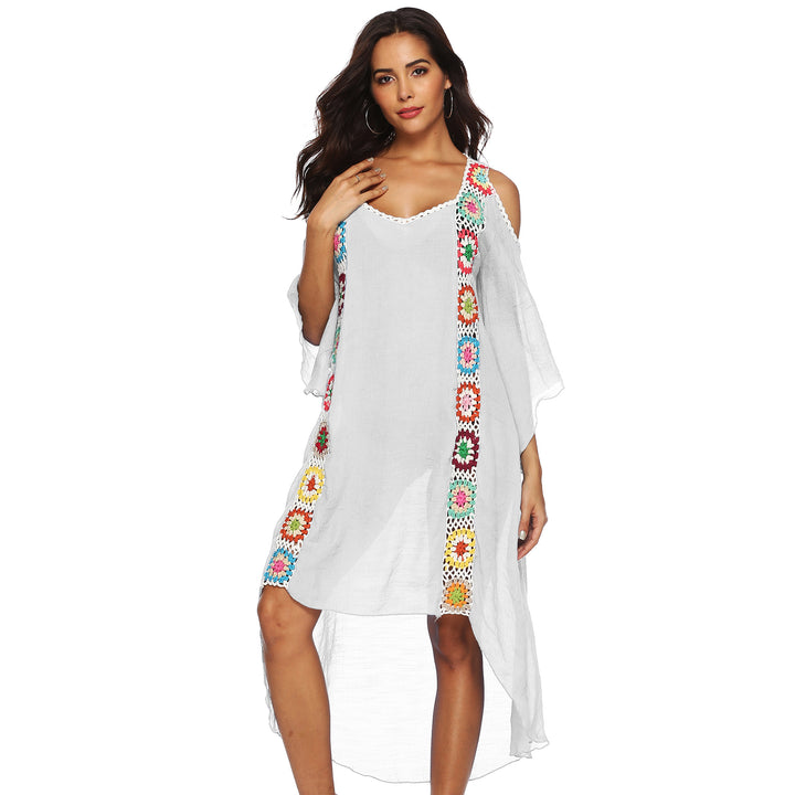 Ladies Floral Embroidered Beach Cover Lune London