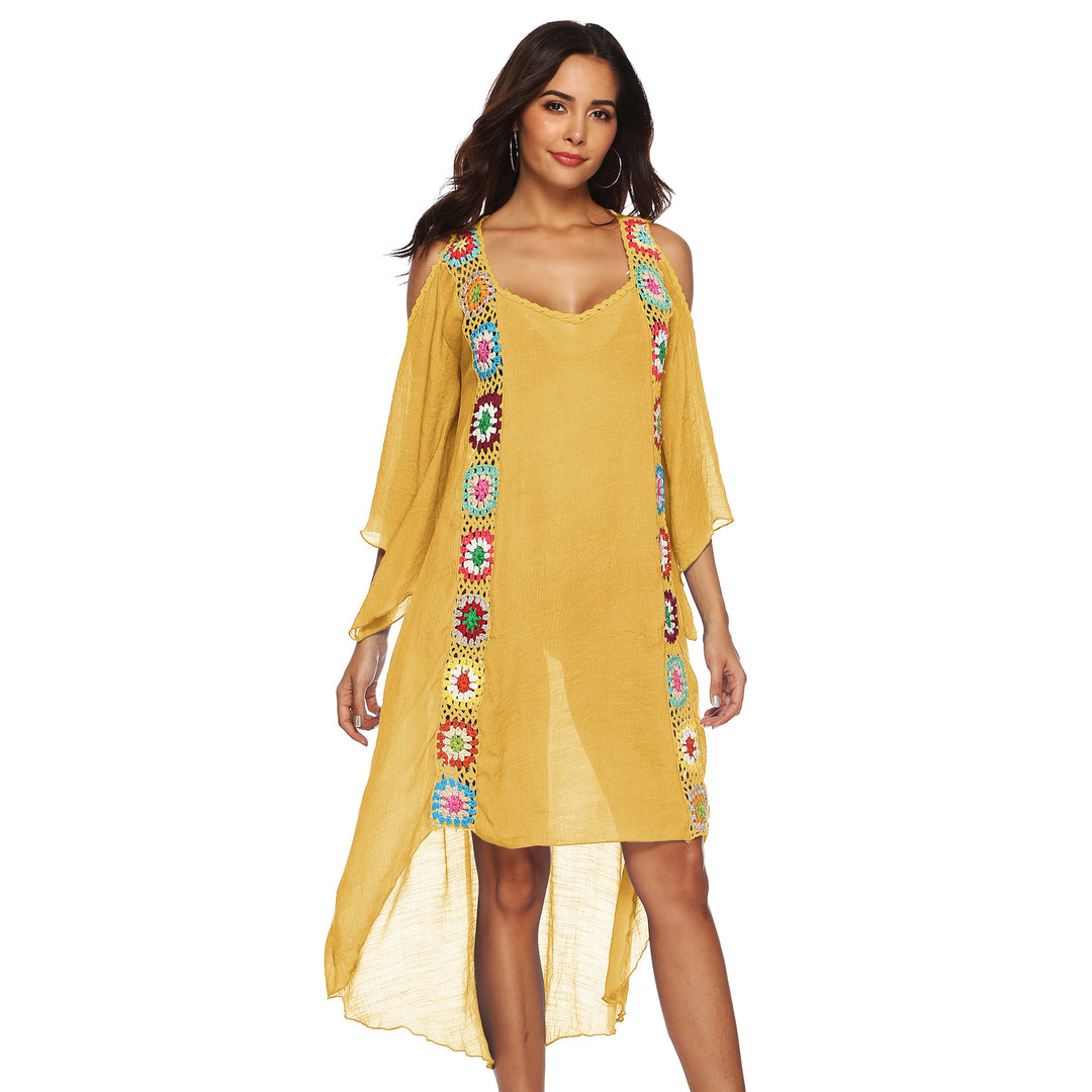 Ladies Floral Embroidered Beach Cover Lune London