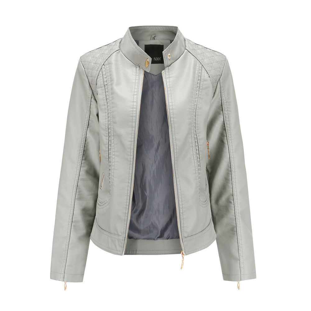 Women's faux leather jacket with trendy stitching details Lune London