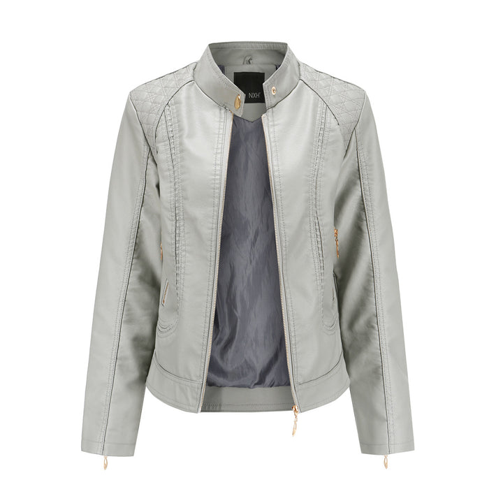 Women's faux leather jacket with trendy stitching details Lune London