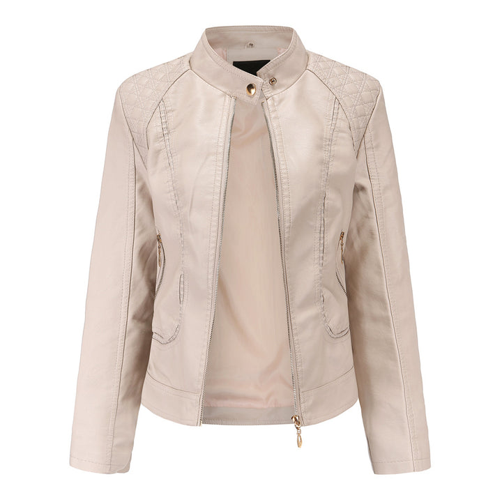 Women's faux leather jacket with trendy stitching details Lune London