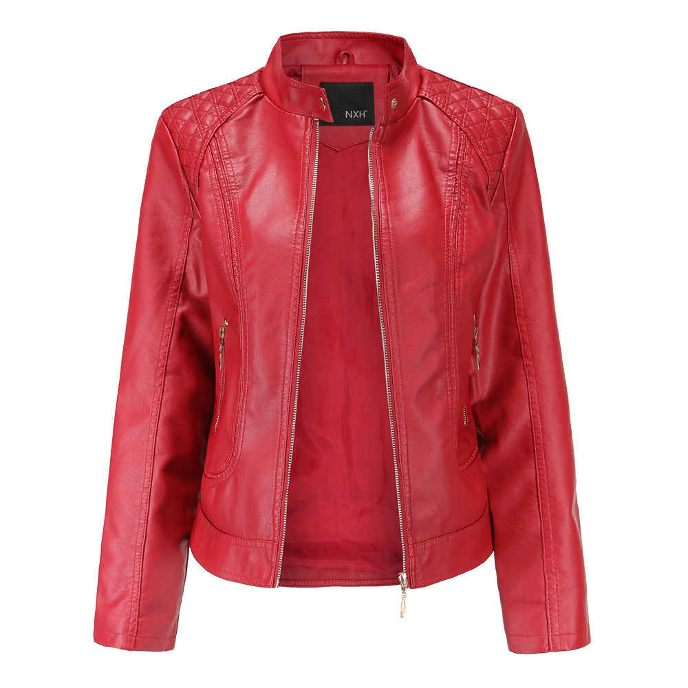 Women's faux leather jacket with trendy stitching details Lune London