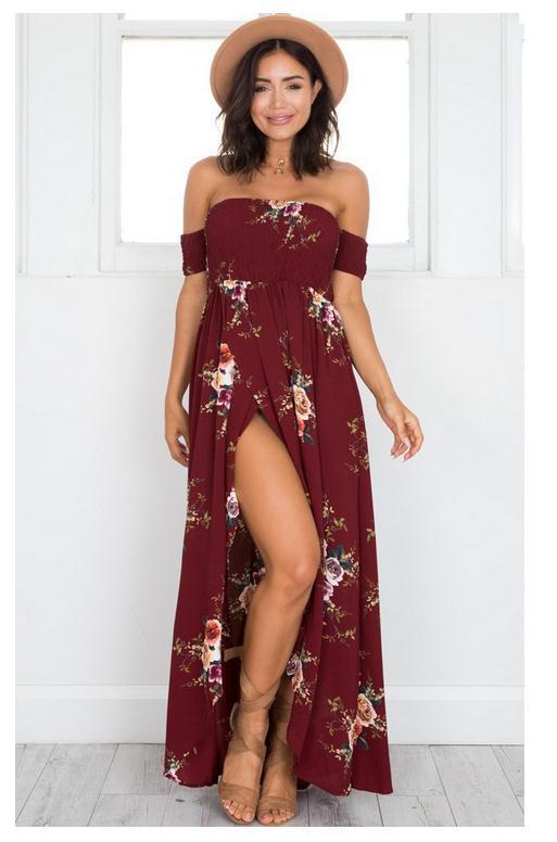 Robe maxi femme avec design décolleté et motifs floraux Chic & Stil
