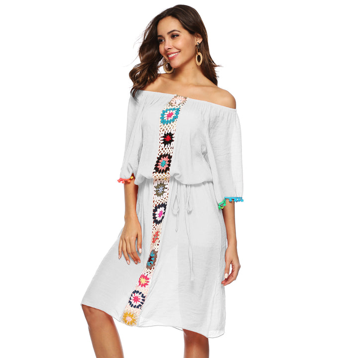 Chic Off-Shoulder Embroidered Midi Dress Women Style