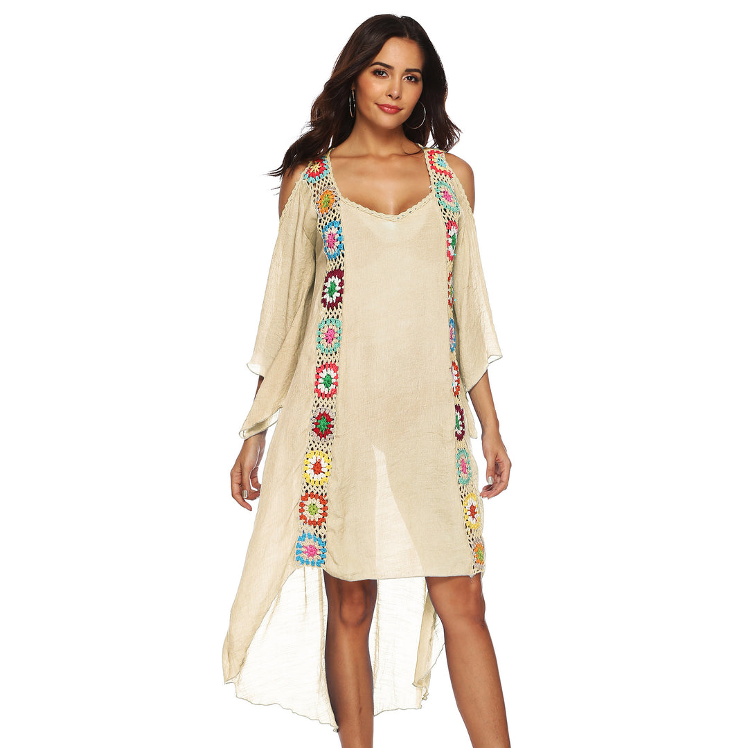 Ladies Floral Embroidered Beach Cover Lune London