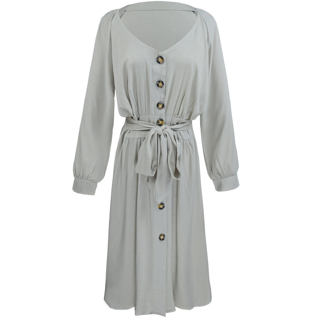Women's fashionable button dress with belt Lune London