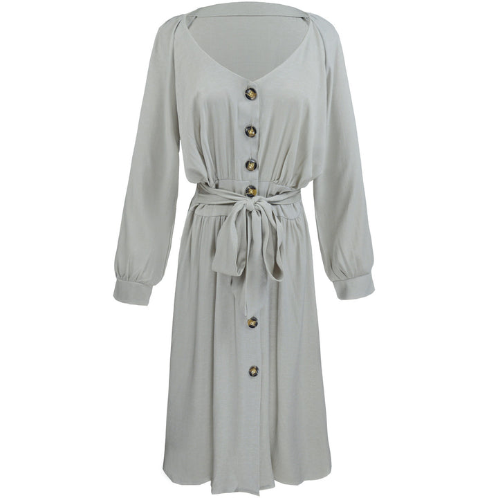Women's fashionable button dress with belt Lune London