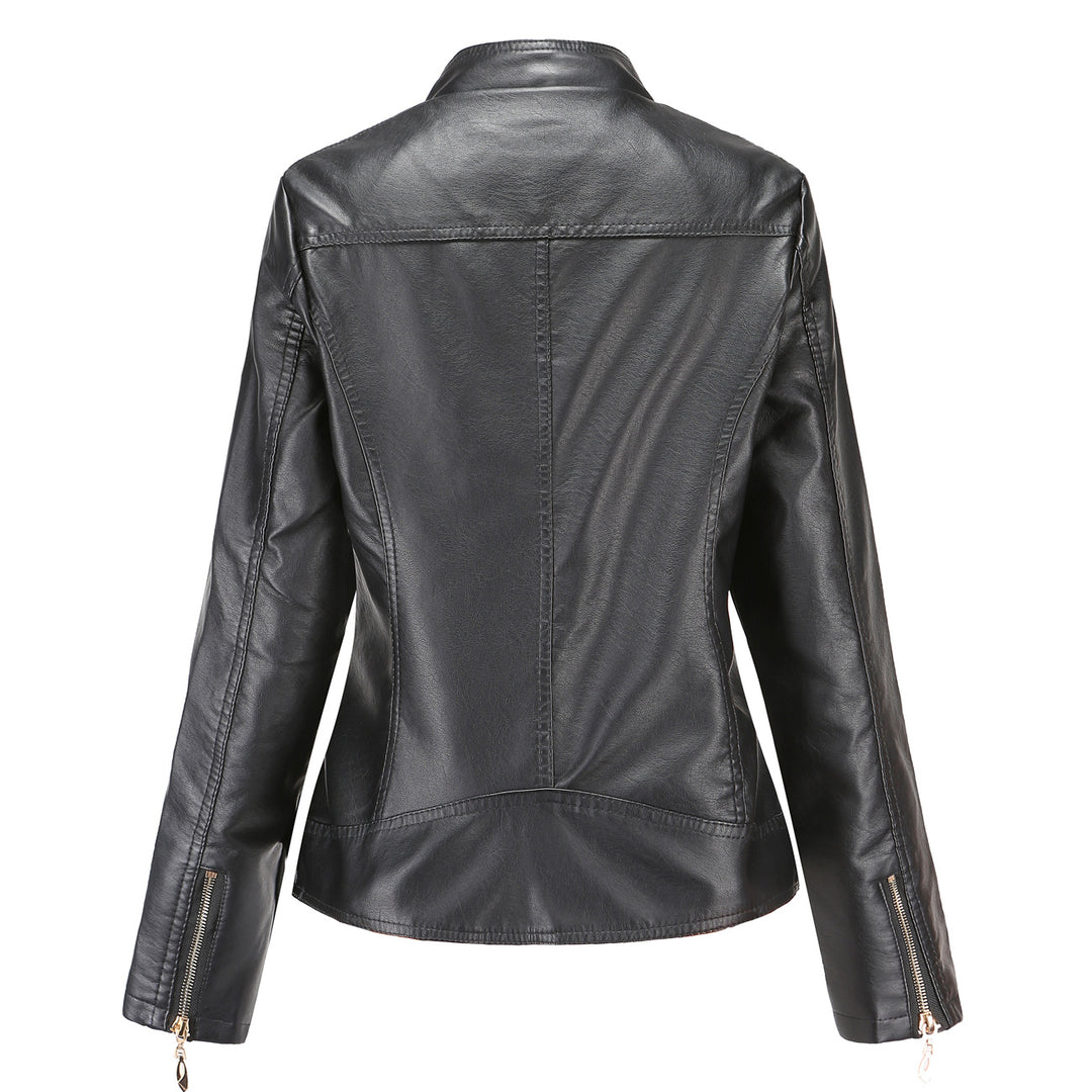 Women's faux leather jacket with trendy stitching details Lune London
