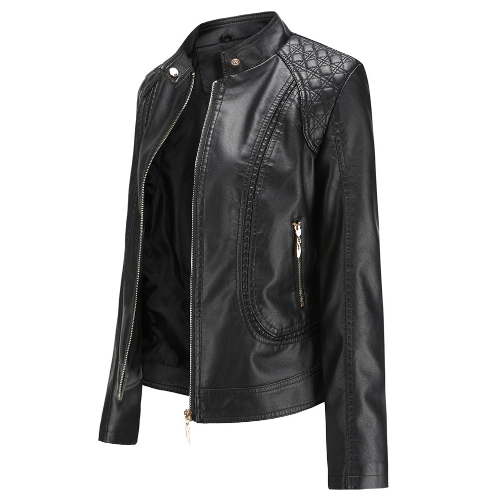 Women's faux leather jacket with trendy stitching details Lune London
