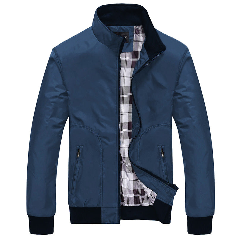 Lightweight transitional jacket for men with a high collar and practical zip pockets Lune London